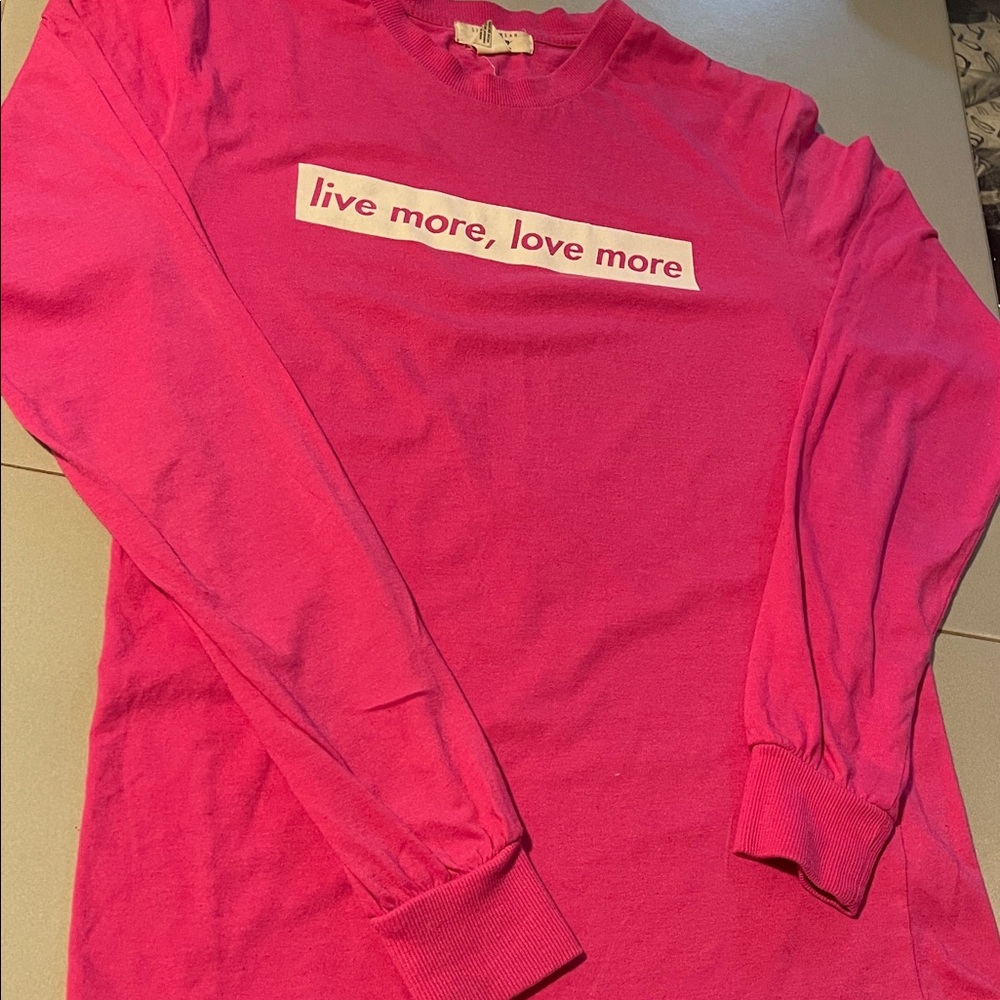 Pink Long Sleeve Shirt with Graphic Text